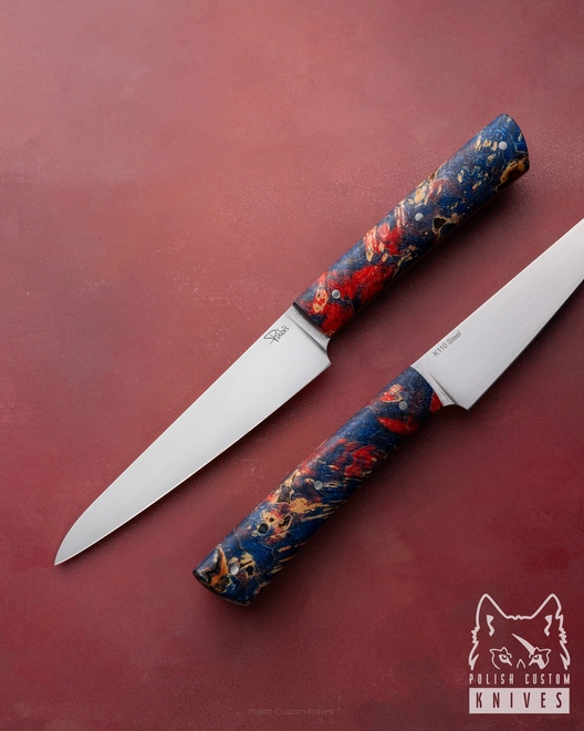 NÓŻ KUCHENNY POMOCNIK 120 18 K110 KLON STABILIZOWANY NIEBIESKI PABIŚ KNIVES