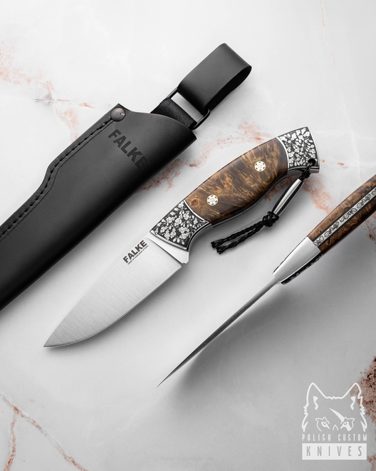 NÓŻ MYŚLIWSKI HUNTER INDIVIDUAL H314 N690 STABILIZOWANA CZECZOTA KLONU FALKE KNIVES
