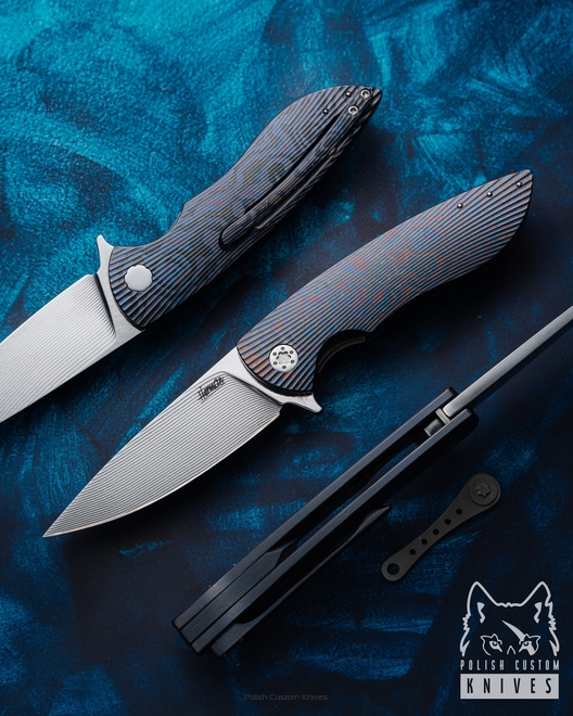 NÓŻ SKŁADANY FOLDER MICRO STING 2 BLACK TIMASCUS ALLEIMA FULL DRESS HERMAN KNIVES