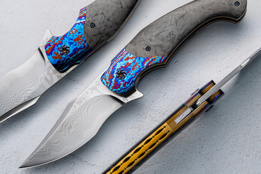 NÓŻ SKŁADANY FOLDER ELIGIUS 1 GRIMAKO TIMASCUS CARBON FIBRE GREG FORGE