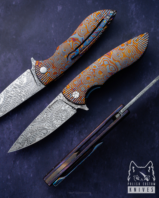 NÓŻ SKŁADANY FOLDER STING 639 BLACK TIMASCUS DAMASTEEL FULL DRESS HERMAN KNIVES