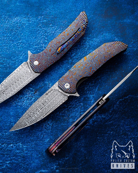 NÓŻ SKŁADANY FOLDER DRAGONFLY 360 BLACK TIMASCUS FULL DRESS HERMAN KNIVES