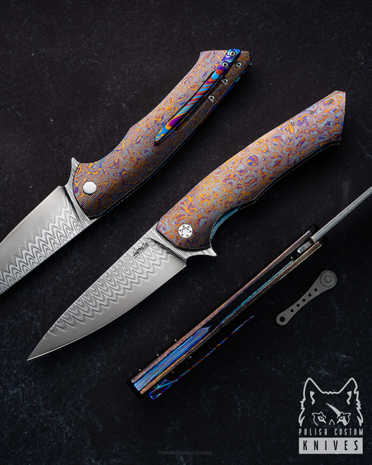 NÓŻ SKŁADANY FOLDER SLIM 5 BLACK TIMASCUS DAMACORE HERMAN