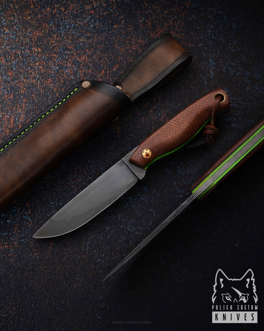 NÓŻ MYŚLIWSKI SURVIVALOWY BUSHCRAFT 1 N10E MICARTA TS CUSTOM