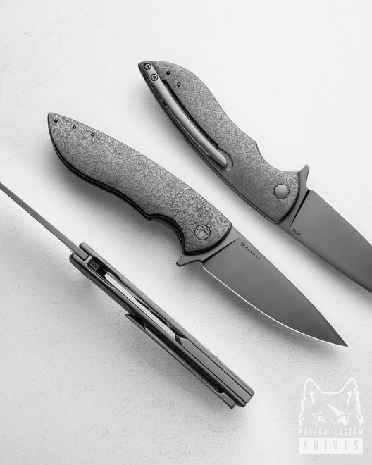 NÓŻ SKŁADANY FOLDER STING 634 M398 DLC LEWORĘCZNY HERMAN KNIVES