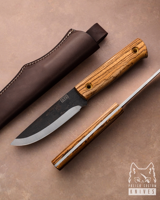 NÓŻ SURVIVALOWY MYŚLIWSKI EDC BIWI 10 CM 3 4H13 1.4031 ZEBRANO SKÓRA ZA-PAS KNIVES