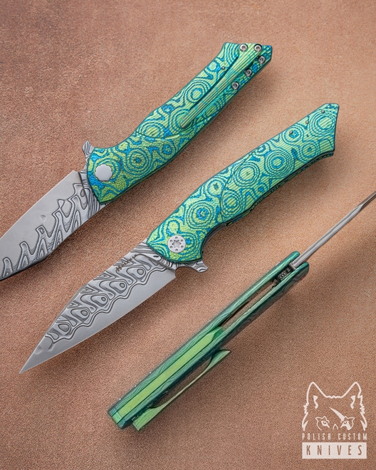 NÓŻ SKŁADANY FOLDER BEE 5 TIMASCUS FULL DRESS HERMAN KNIVES