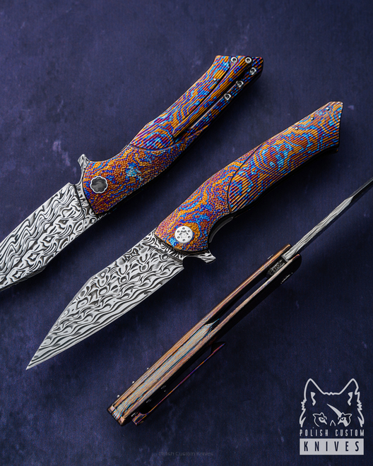 NÓŻ SKŁADANY FOLDER BEE 49 TIMASCUS FULL DRESS HERMAN KNIVES