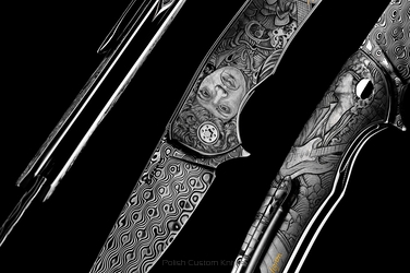 NÓŻ SKŁADANY FOLDER SLIM #01 Z 1 "CLUB 27 - JIMI HENDRIX" GRAWEROWANY PRZEZ M.KALLA HERMAN KNIVES