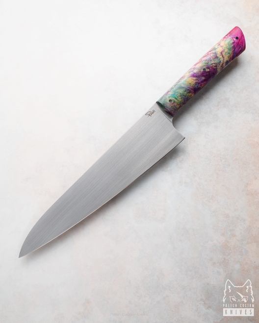 NÓŻ KUCHENNY CHEF 210 42 KLON ZIELONO RÓŻOWY ELMAX PABIŚ KNIVES