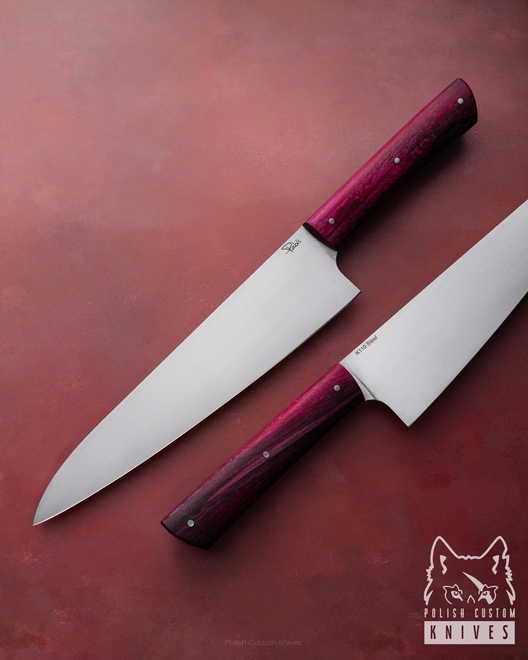 NÓŻ KUCHENNY CHEF 240 9 K110 BRZOZA CZARNO RÓŻOWA PABIŚ KNIVES