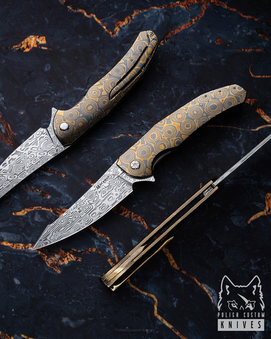 NÓŻ SKŁADANY FOLDER ISHTAR #0844X ( C0020 ) DAMASTEEL BLACK TIMASCUS FULL DRESS HERMAN