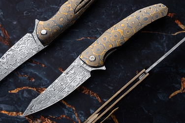 NÓŻ SKŁADANY FOLDER ISHTAR #0844X ( C0020 ) DAMASTEEL BLACK TIMASCUS FULL DRESS HERMAN