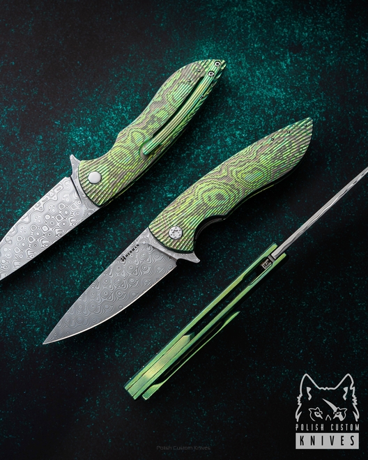 NÓŻ SKŁADANY FOLDER STING #0731 TIMASCUS DAMASTEEL HERMAN KNIVES