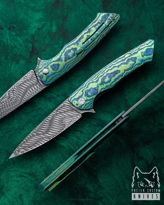 NÓŻ SKŁADANY FOLDER SLIM 366 BLACK TIMASCUS FULL DRESS HERMAN KNIVES