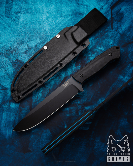 DUŻY NÓŻ BUSHCRAFTOWY SURVIVALOWY EXPENDABLE 2 NMV G10 CZARNY NIEBIESKI CERAKOTE ZA-PAS