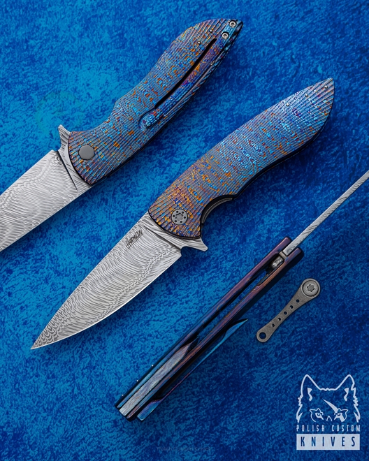 NÓŻ SKŁADANY STING 22 TIMASCUS DAMASTEEL FULL DRESS HERMAN KNIVES