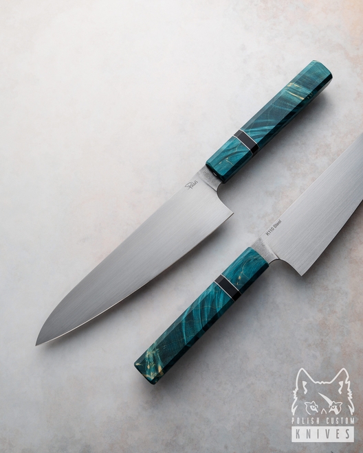 NÓŻ KUCHENNY GYUTO 190 19 KLON NIEBIESKI  PABIŚ KNIVES