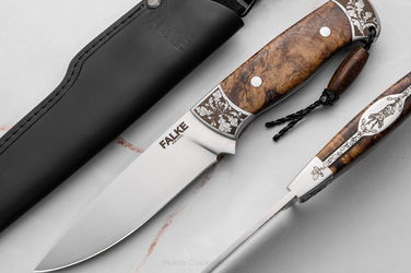 NÓŻ MYŚLIWSKI HUNTER ELEGANCE HE 009 M390 STABILIZOWANY KORZEŃ OLCHY FALKE