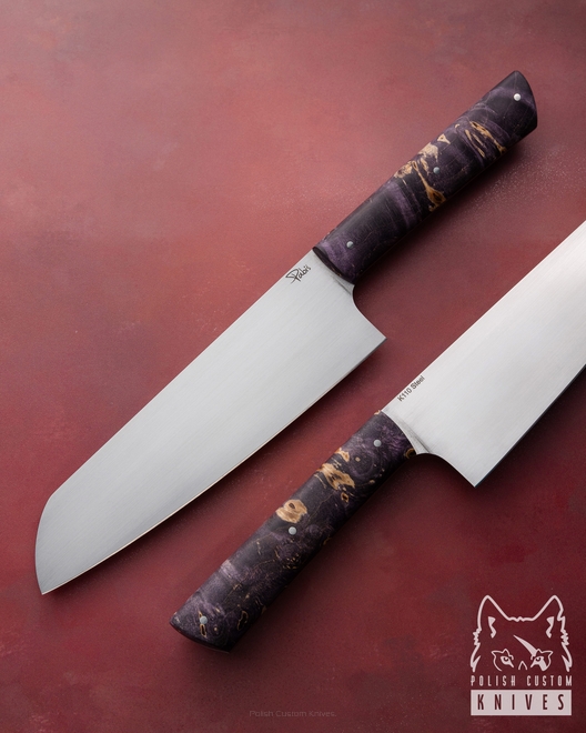 NÓŻ KUCHENNY SANTOKU 180 35 K110 KLON STABILIZOWANY PABIŚ KNIVES