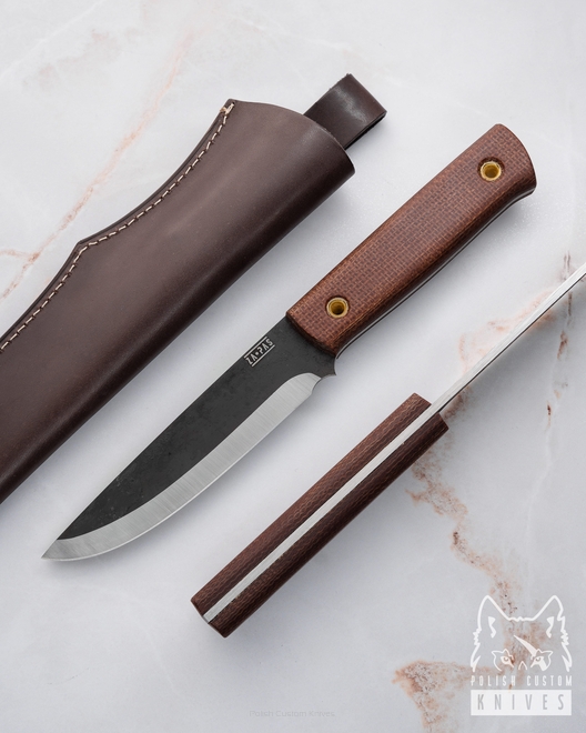 NÓŻ SURVIVALOWY MYŚLIWSKI EDC  BIWI 12 CM 6 4H13 1.4031 MICARTA SKÓRA ZA-PAS KNIVES