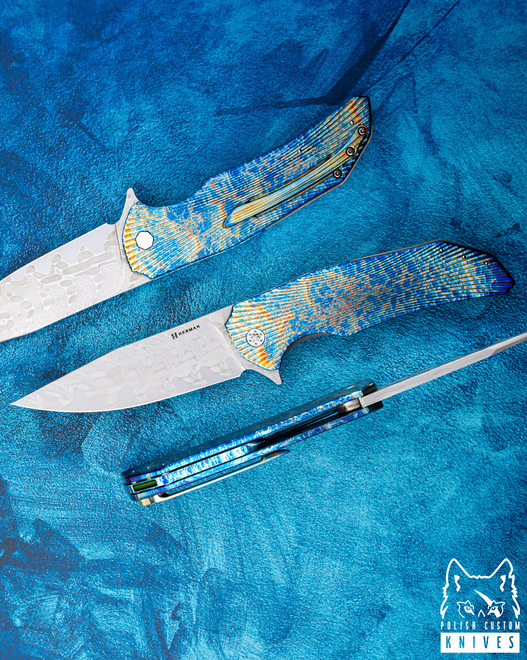 NÓŻ SKŁADANY FOLDER DRAGONFLY #0578 NICHOLS DAMASCUS ENTROPIA HALF DRESS HERMAN KNIVES