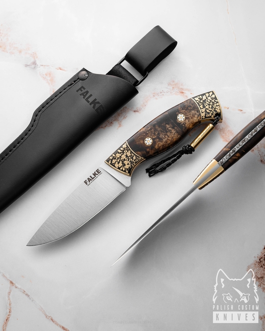 NÓŻ MYŚLIWSKI HUNTER INDIVIDUAL H315 N690 STABILIZOWANA CZECZOTA KLONU FALKE KNIVES