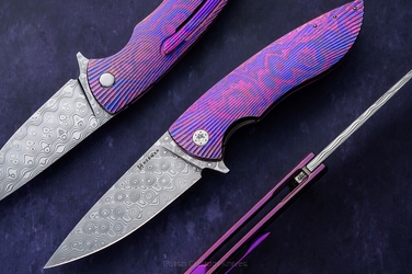 NÓŻ SKŁADANY FOLDER STING #0722 TIMASCUS DAMASTEEL FULL DRESS HERMAN KNIVES