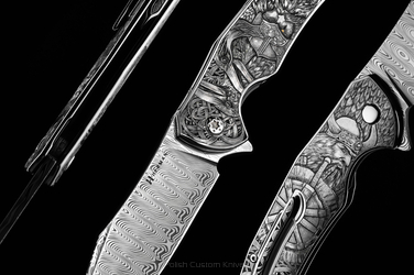 NÓŻ SKŁADANY FOLDER MANTIS 1 Z 1 "ODYN" GRAWEROWANY PRZEZ MONIKA KALLA ( C0004 ) HERMAN KNIVES