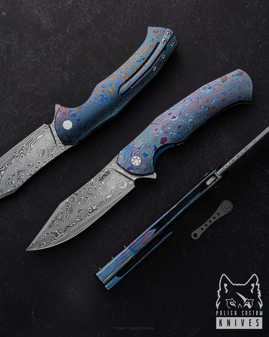 NÓŻ SKŁADANY FOLDER MANTIS 2 BLACK TIMASCUS DAMASTEEL HERMAN