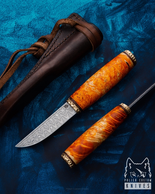 NÓŻ MYŚLIWSKI PUUKKO HUNTER 2 DAMAST TS CUSTOM KNIVES