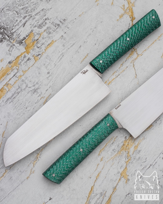 NÓŻ KUCHENNY SANTOKU 180 59 ELMAX GREEN TWILL PABIŚ KNIVES