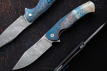 NÓŻ SKŁADANY FOLDER MANTIS #0477 DAMASTEEL ENTROPIA HALF DRESS HERMAN KNIVES