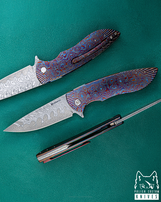 NÓŻ SKŁADANY FOLDER BIG STING #0061 DAMACORE BLACK TIMASCUS FULL DRESS HERMAN KNIVES