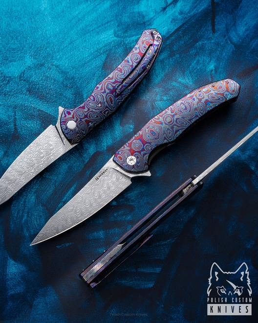 NÓŻ SKŁADANY FOLDER ISHTAR #0672 DAMASTEEL BLACK TIMASCUS HERMAN KNIVES