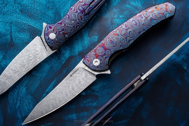 NÓŻ SKŁADANY FOLDER ISHTAR #0672 DAMASTEEL BLACK TIMASCUS HERMAN KNIVES