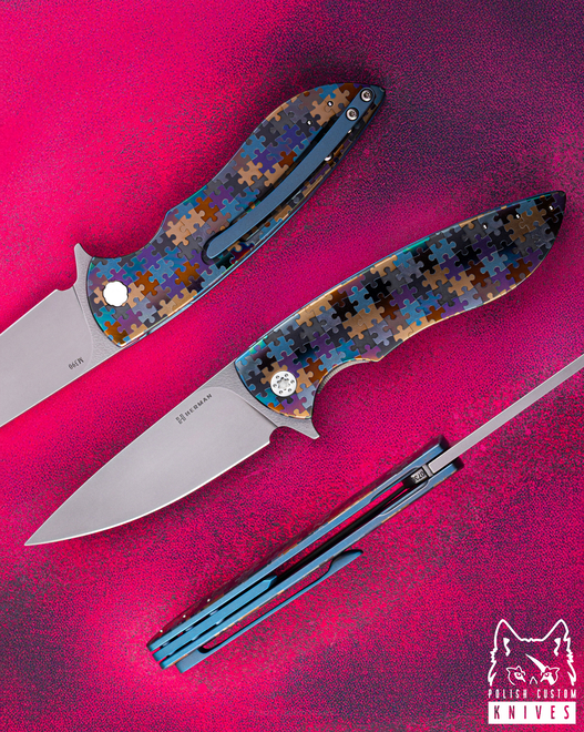NÓŻ SKŁADANY FOLDER STING #0738 M390 PUZZLE HERMAN KNIVES