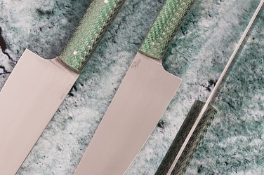 NÓŻ KUCHENNY SANTOKU 180 50 M390 GREEN TWILL PABIŚ KNIVES