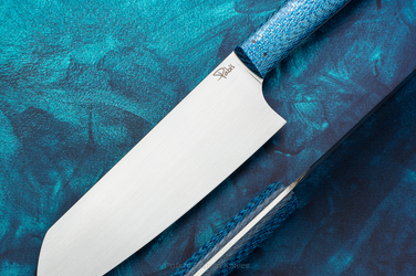 NÓŻ KUCHENNY SANTOKU FULTANG 180 6 M390 BLUE TWILL PABIŚ