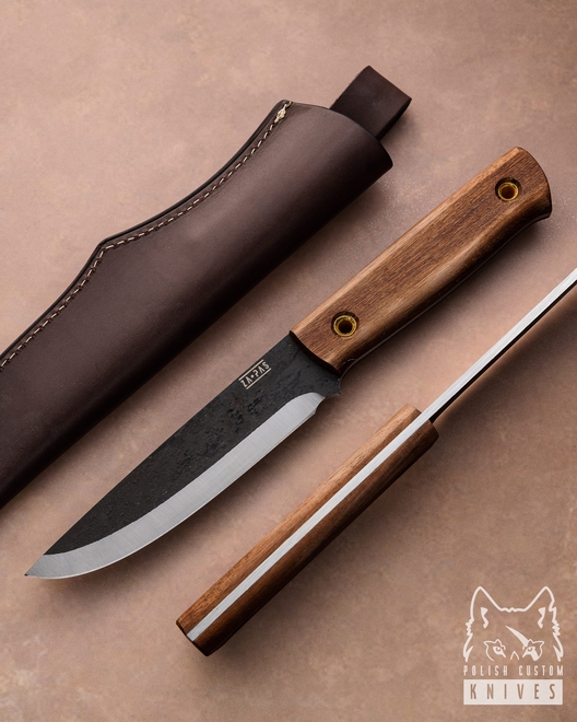 NÓŻ SURVIVALOWY MYŚLIWSKI EDC BIWI 12 CM 2 4H13 1.4031 ORZECH AMERYKAŃSKI SKÓRA ZA-PAS KNIVES