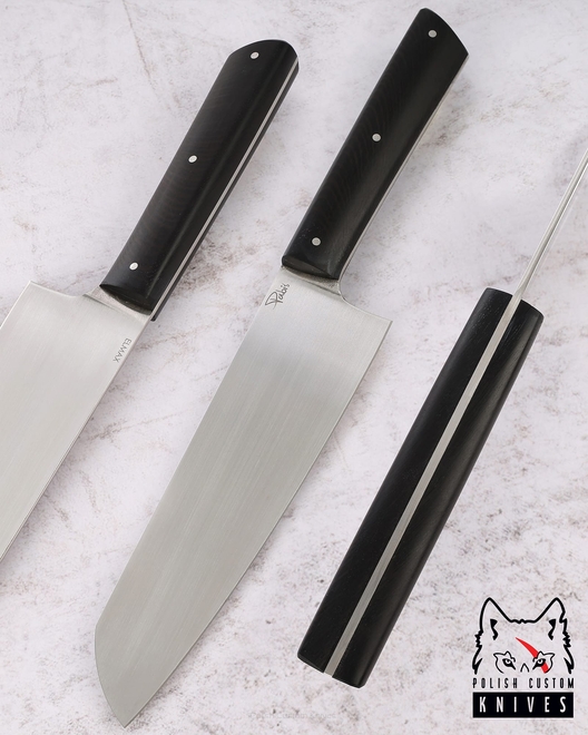 NÓŻ KUCHENNY SANTOKU 180 46 ELMAX CZARNY GRAB PABIŚ KNIVES