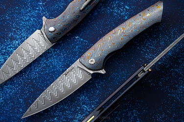 NÓŻ SKŁADANY FOLDER SLIM #0747 DAMASTEEL DAMACORE BLACK TIMASCUS FULL DRESS HERMAN KNIVES