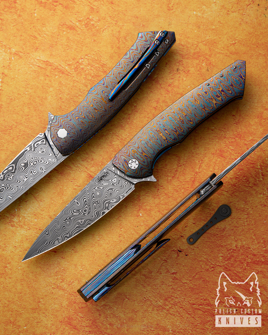 NÓŻ SKŁADANY FOLDER SLIM 7 BLACK TIMASCUS DAMASTEEL HERMAN