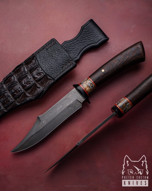 DUŻY NÓŻ TAKTYCZNY MYŚLIWSKI DEFENDER 3 DAMAST KROPIWNICKI KNIVES