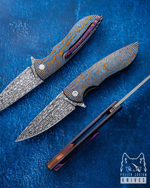 NÓŻ SKŁADANY FOLDER STING 705 TIMASCUS DAMASTEEL FULL DRESS HERMAN KNIVES