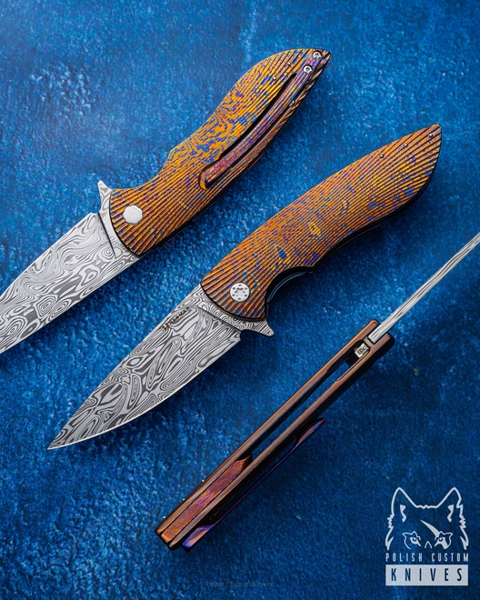 NÓŻ SKŁADANY FOLDER STING 703 TIMASCUS DAMASTEEL FULL DRESS HERMAN KNIVES