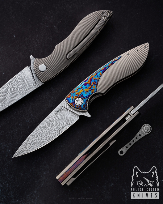 NÓŻ SKŁADANY FOLDER MICRO STING 104 DAMASTEEL HALF DRESS HERMAN KNIVES