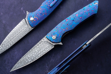 NÓŻ SKŁADANY FOLDER SLIM #0512 BLACK TIMASCUS DAMASTEEL FULL DRESS HERMAN KNIVES
