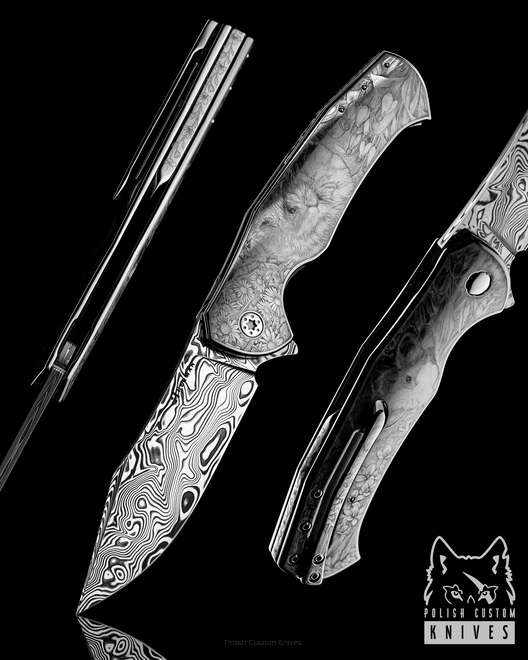 NÓŻ SKŁADANY FOLDER MANTIS 1 Z 1 GRAWEROWANY PRZEZ  MT.CHIMWAI 