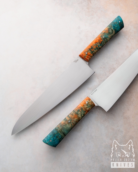 NÓŻ KUCHENNY CHEF 210 26 KLON STABILIZOWANY D2 K110 PABIŚ KNIVES